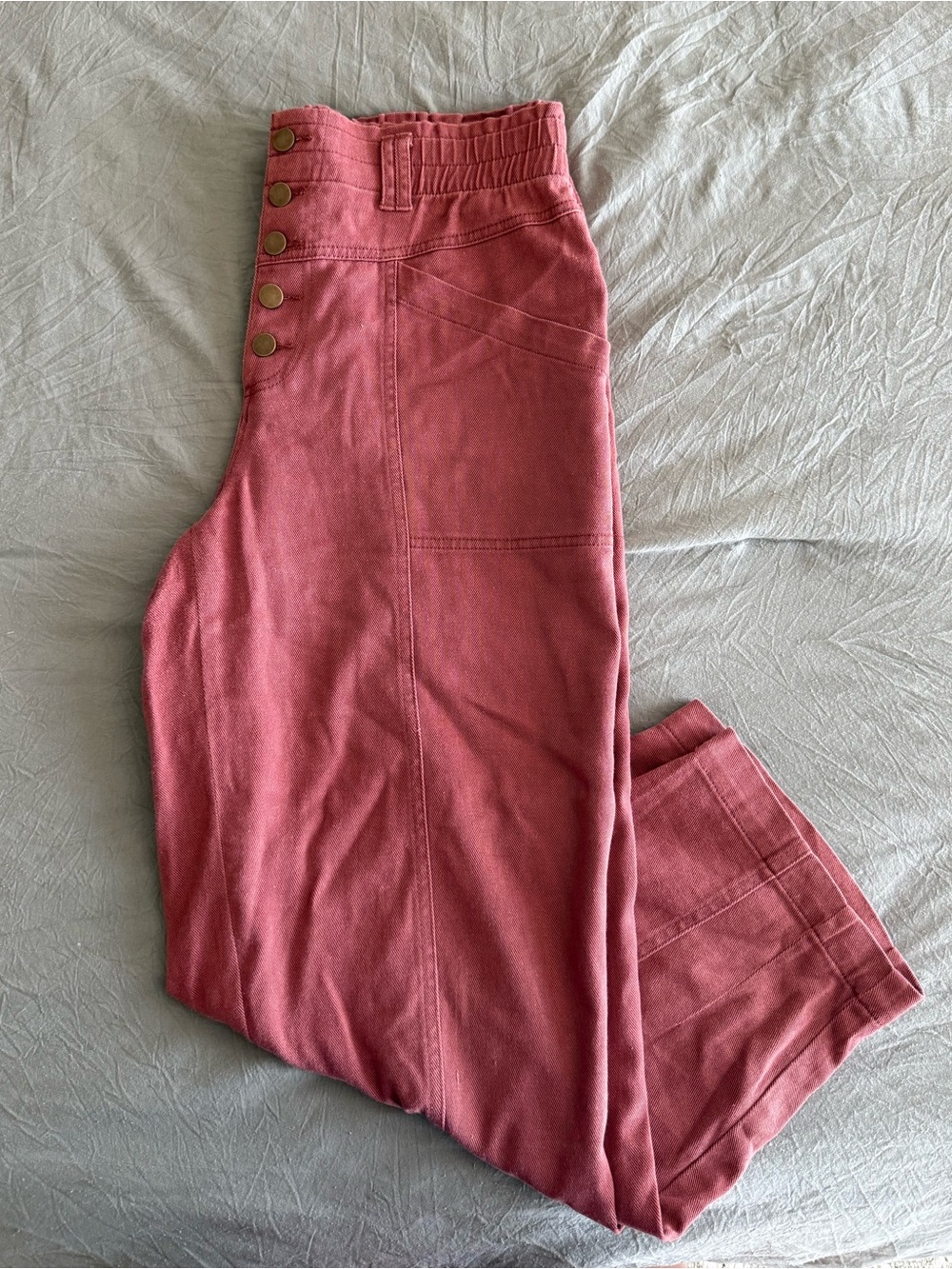 Knox Rose High-Rise Button-Front Jeans in Dusty Rose